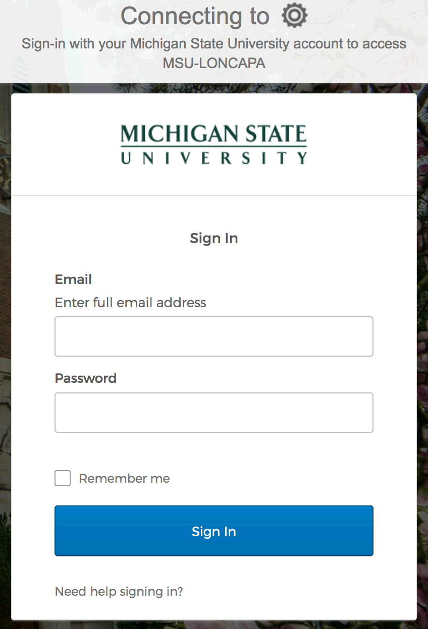 MSU LON-CAPA Okta SSO Login Screenshot